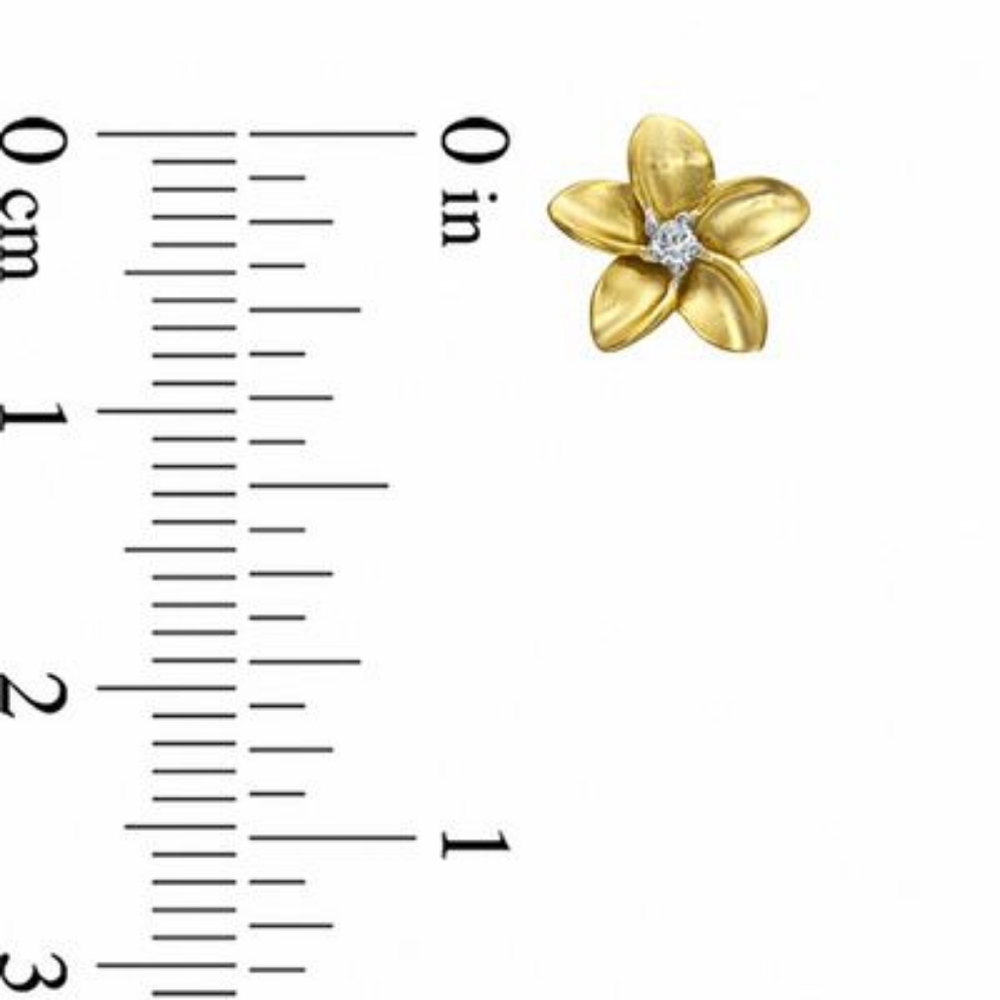 Diamond Accent Solitaire Flower Stud Earrings Ste… - image 2